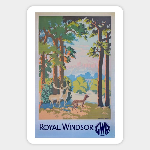 Vintage GWR travel poster advert for Windsor. Magnet by Random Railways